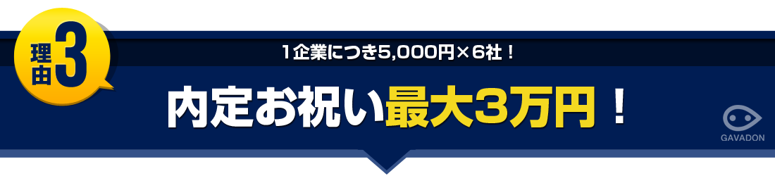 さらに内定お祝い金最大3万円贈呈！